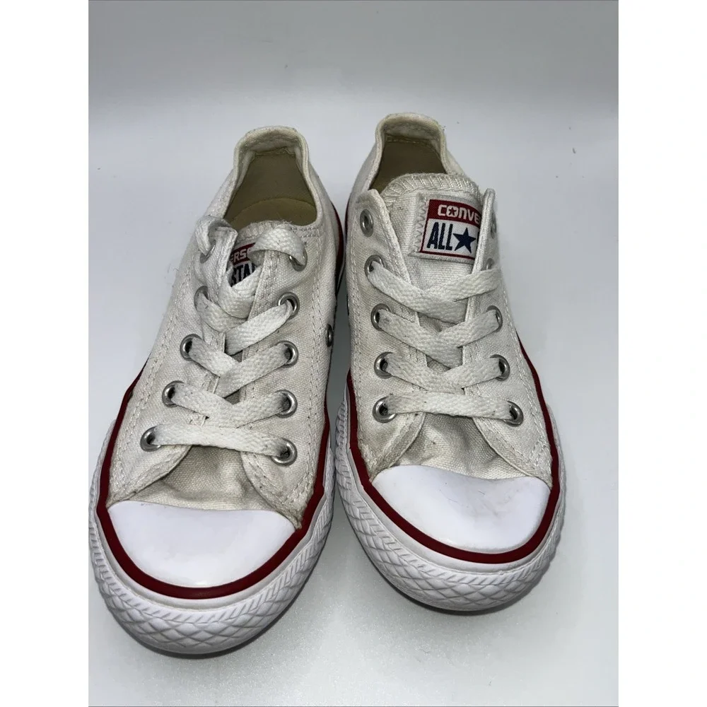 Converse Chuck Taylor All Star Low White Red Blue Kids‎ Youth Size 12 Unisex
